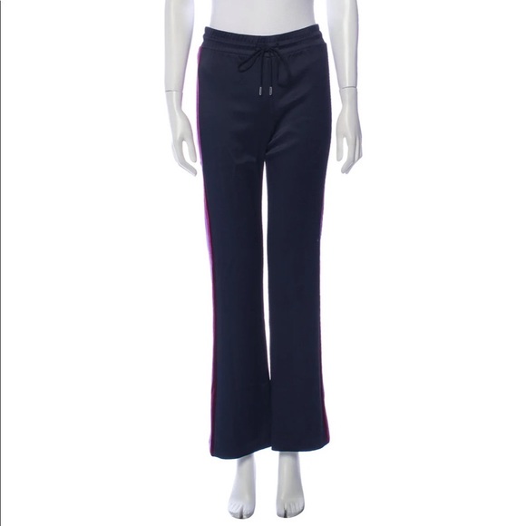 Sandro Paris Navy Joggers | Satin | Side Stripe Pants | Size S | Luxe Athleisure - Picture 2 of 7